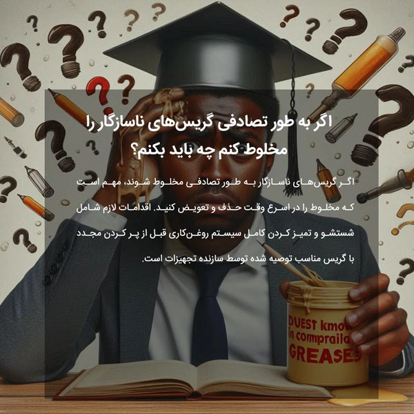 اگر به طور تصادفی گریس‌های ناسازگار را مخلوط کنم چه باید بکنم؟