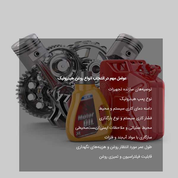 عوامل مهم در انتخاب انواع روغن هیدرولیک